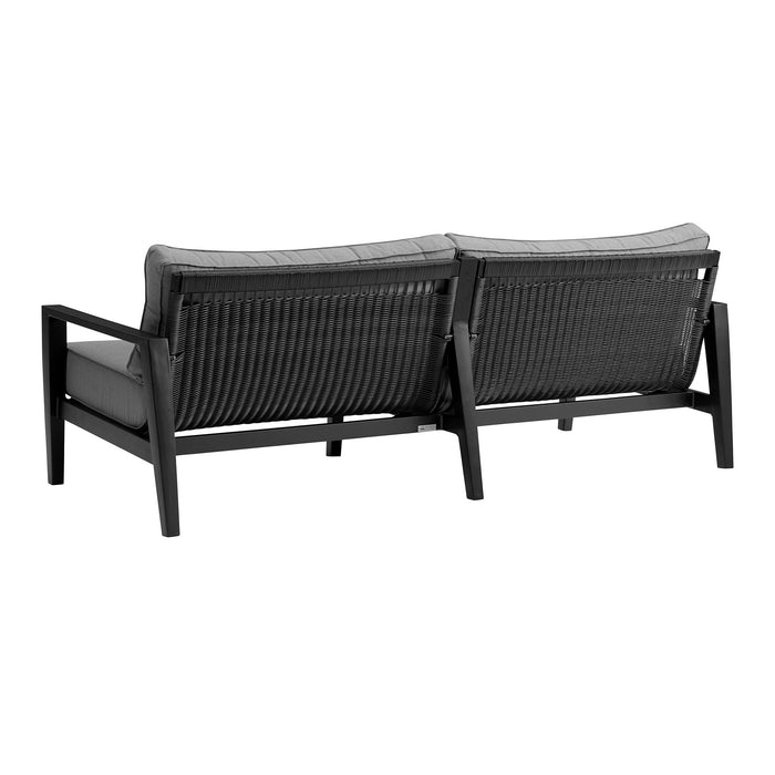 Cayman - 4 Piece Black Aluminum Outdoor Seating Set With Cushion - Black / Dark Gray