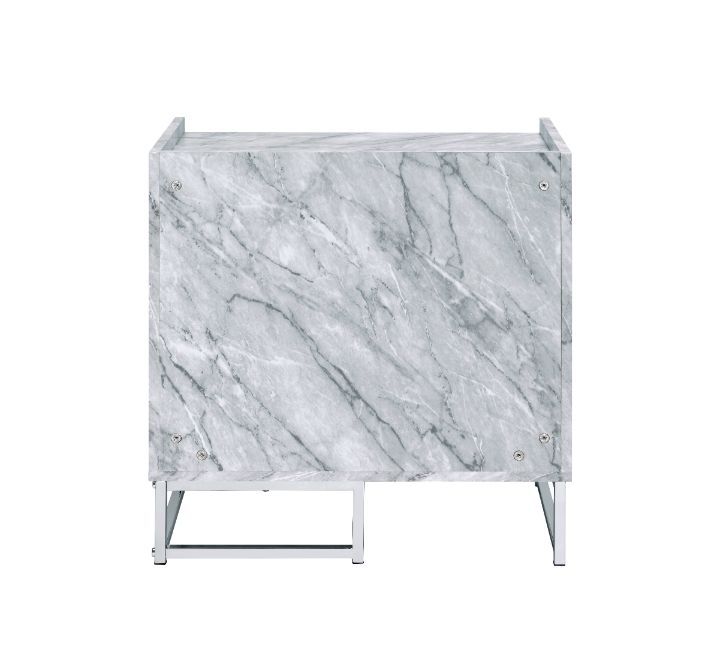 Azrael - Accent Table - White Printed Faux Marble & Chrome Finish Sacramento Furniture Store Furniture store in Sacramento