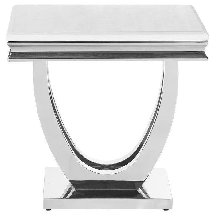 Kerwin - U-Base Square End Table - White And Chrome Sacramento Furniture Store Furniture store in Sacramento