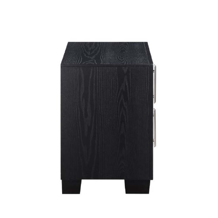 Nicola - Nightstand - Silver PU & Black Finish Sacramento Furniture Store Furniture store in Sacramento