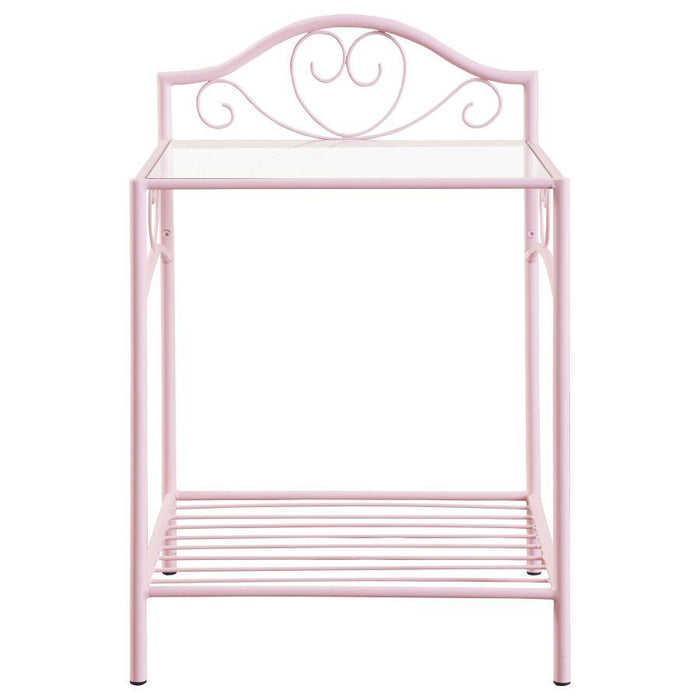 Massi - 1-Shelf Nightstand With Glass Top - Powder Pink