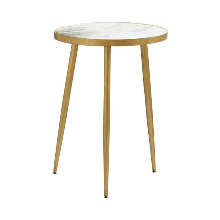 Acheson - Round Accent Table - White And Gold Sacramento Furniture Store Furniture store in Sacramento