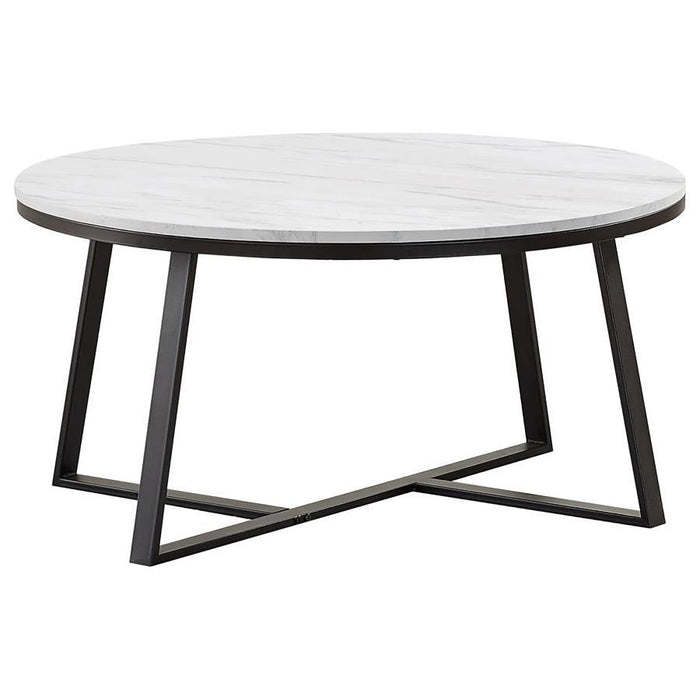 Hugo - Round Coffee Table - White And Matte Black Sacramento Furniture Store Furniture store in Sacramento