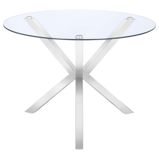 Vance - Glass Top Dining Table With X-Cross Base - Chrome Sacramento Furniture Store Furniture store in Sacramento