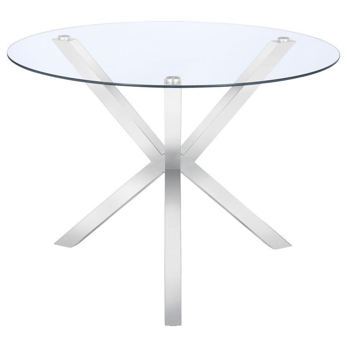 Vance - Glass Top Dining Table With X-Cross Base - Chrome Sacramento Furniture Store Furniture store in Sacramento