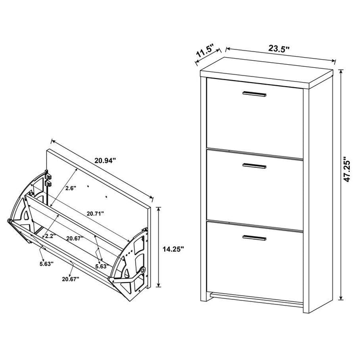 Vivian - 3-Drawer Shoe Cabinet - Black Sacramento Furniture Store Furniture store in Sacramento