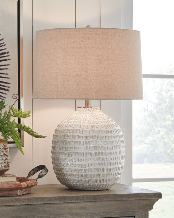 Jamon - Beige - Ceramic Table Lamp Sacramento Furniture Store Furniture store in Sacramento