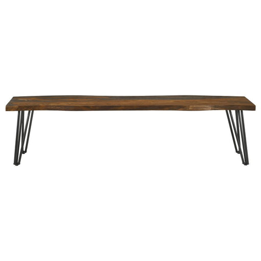 Neve - Live-Edge Dining Bench With Hairpin Legs - Sheesham Gray And Gunmetal Sacramento Furniture Store Furniture store in Sacramento