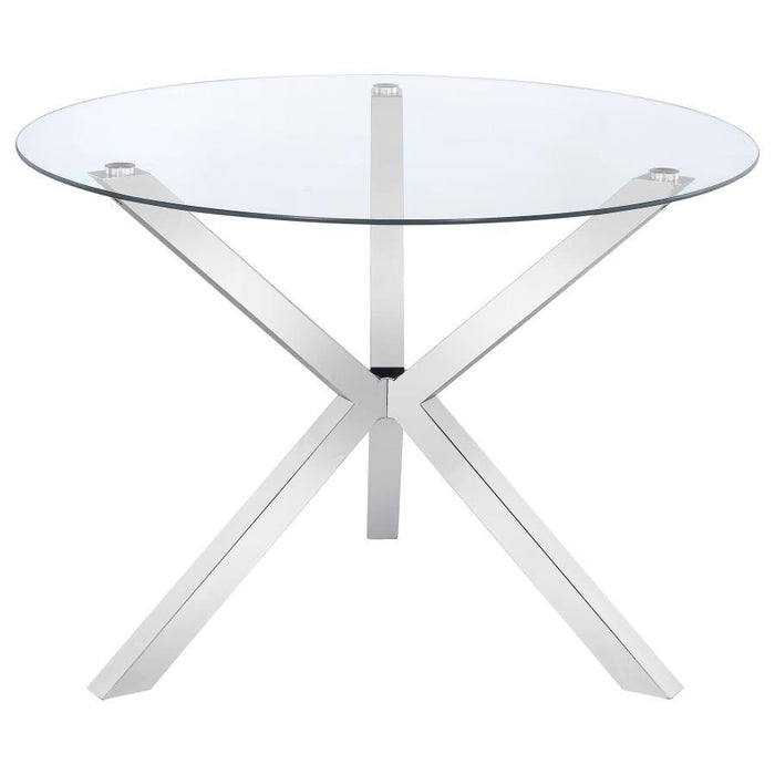 Vance - Glass Top Dining Table With X-Cross Base - Chrome Sacramento Furniture Store Furniture store in Sacramento