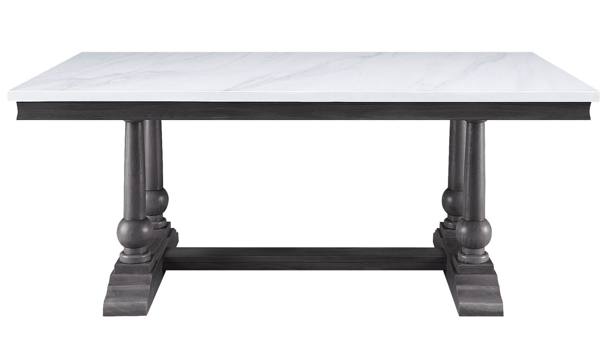 Yabeina - Dining Table - Marble Top & Gray Oak Finish Sacramento Furniture Store Furniture store in Sacramento