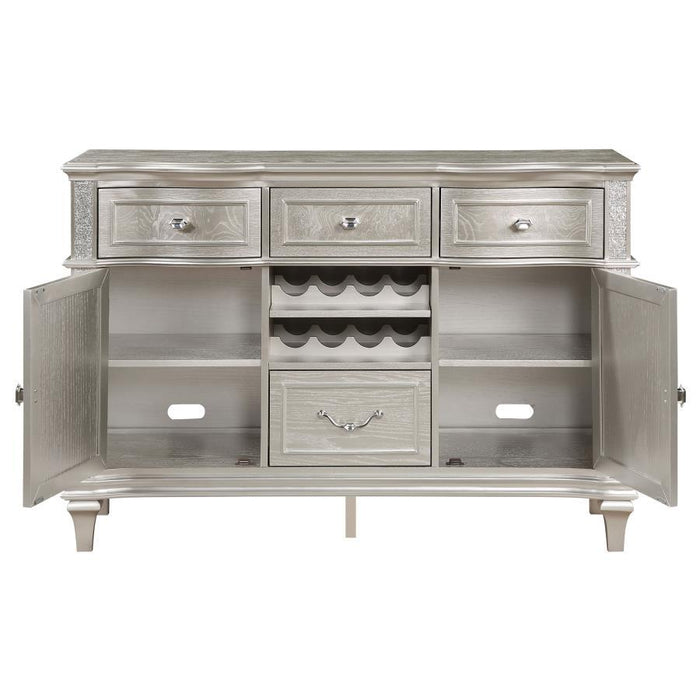 Evangeline - 4-Drawer Sideboard Server With Faux Diamond Trim - Silver Oak Sacramento Furniture Store Furniture store in Sacramento