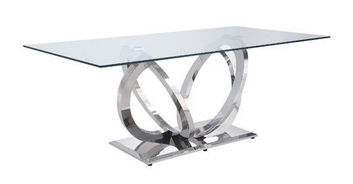 Finley - Dining Table - Clear Glass & Mirrored Silver Finish Sacramento Furniture Store Furniture store in Sacramento
