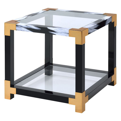 Lafty - End Table - White Brushed & Clear Glass Sacramento Furniture Store Furniture store in Sacramento