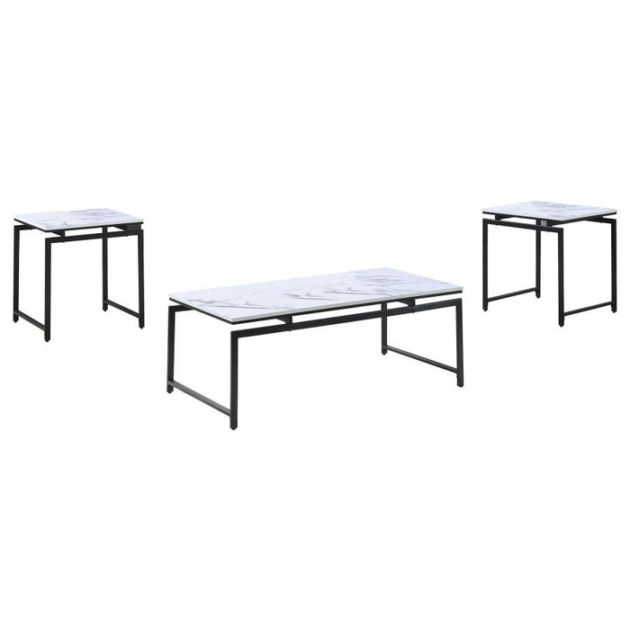 Clark - 3 Piece Occasional Set - White And Dark Gunmetal Sacramento Furniture Store Furniture store in Sacramento