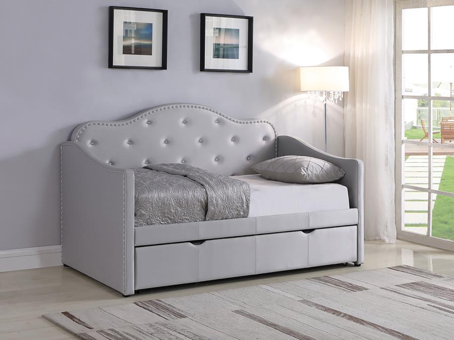 Elmore - Upholstered Twin Daybed With Trundle - Pearlescent Gray Sacramento Furniture Store Furniture store in Sacramento