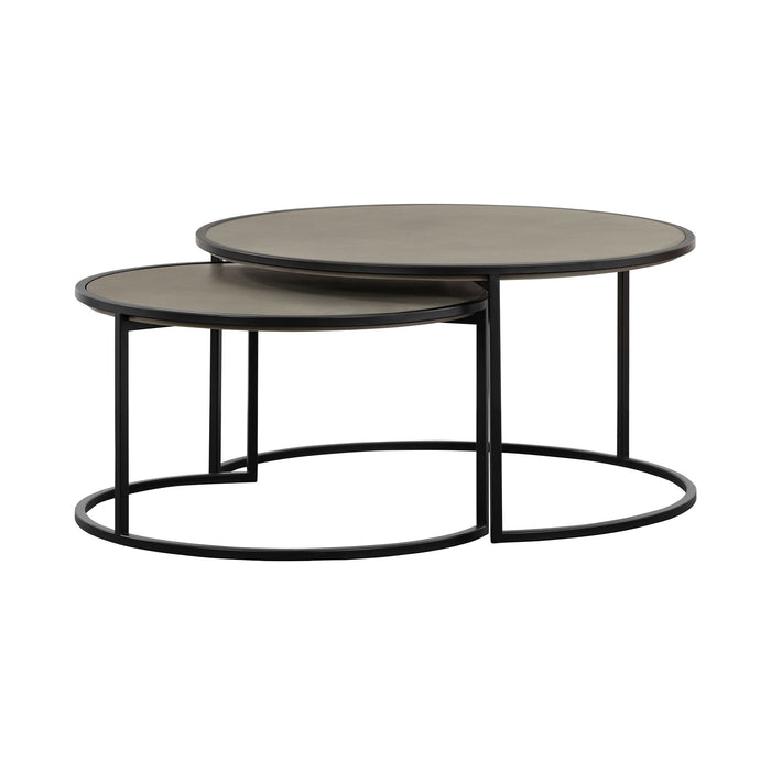 Rina - 2 Piece Nesting Coffee Table Set - Concrete / Black