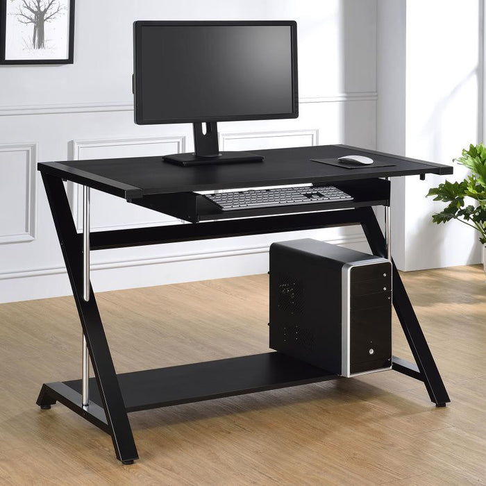 Mallet - Computer Desk With Bottom Shelf - Black Sacramento Furniture Store Furniture store in Sacramento