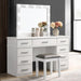 Felicity - Upholstered Vanity Stool - Metallic And Glossy White Sacramento Furniture Store Furniture store in Sacramento