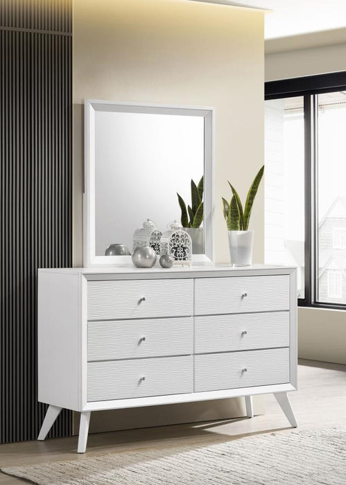 Janelle - 6-Drawer Dresser With Mirror - White