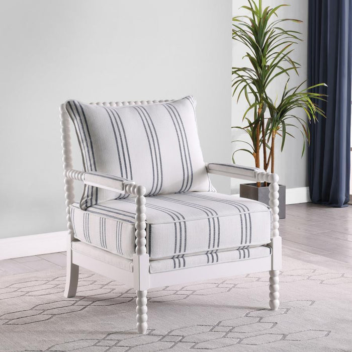 Blanchett - Upholstered Accent Chair With Spindle Accent - White And Navy Sacramento Furniture Store Furniture store in Sacramento