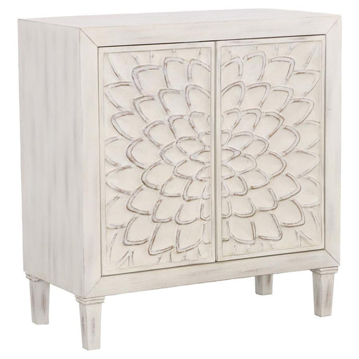Clarkia - Accent Cabinet With Floral Carved Door - White Sacramento Furniture Store Furniture store in Sacramento