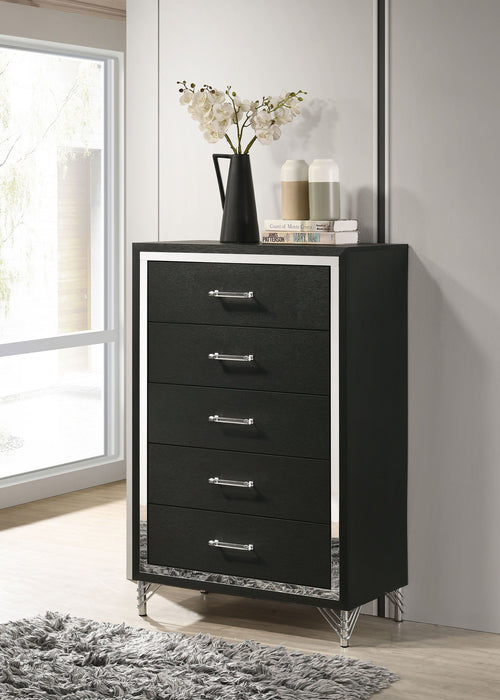 Lucia - 5-Drawer Bedroom Chest Of Drawers  - Black