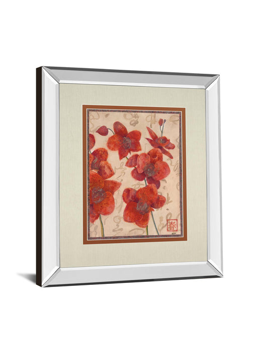 Asian Orchid I By Hollack - Mirror Framed Print Wall Art - Red