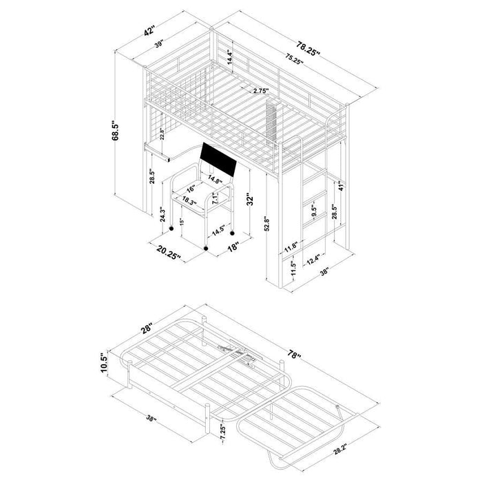 Jenner - Twin Futon Workstation Loft Bed - Black Sacramento Furniture Store Furniture store in Sacramento