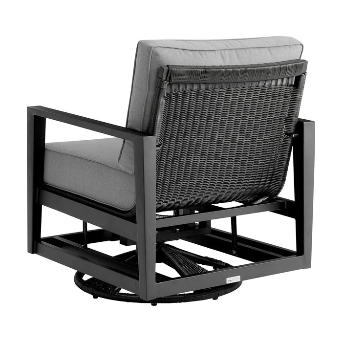 Cayman - Black Aluminum Outdoor Swivel Glider Chair With Cushion - Black / Dark Gray