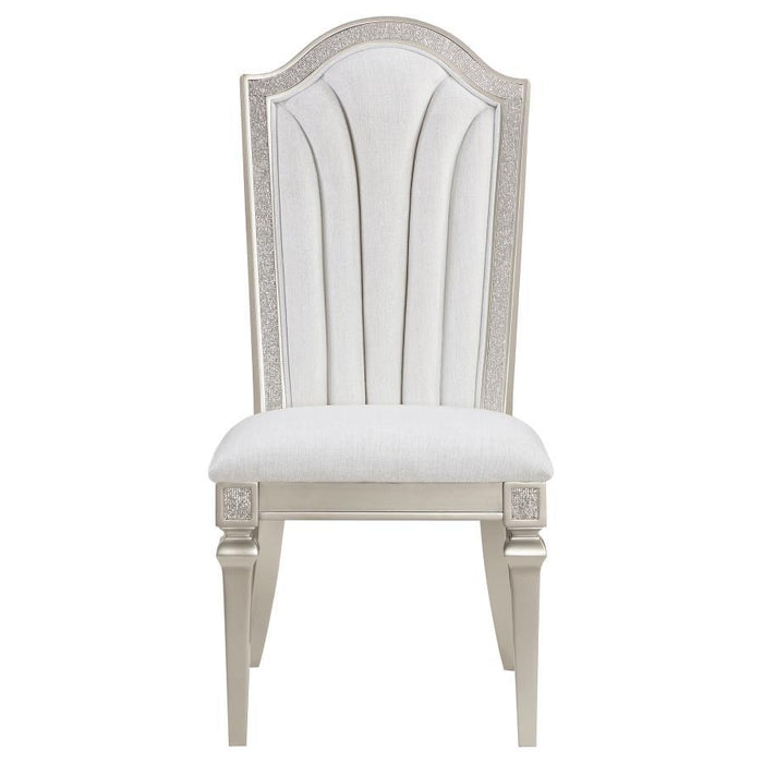 Evangeline - Upholstered Dining Side Chair With Faux Diamond Trim (Set of 2) - Ivory And Silver Oak Sacramento Furniture Store Furniture store in Sacramento