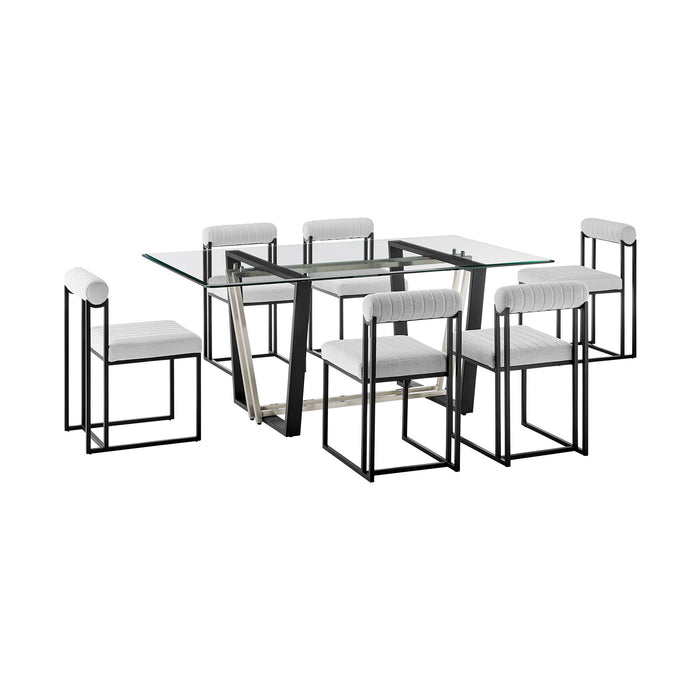 Kai Anastasia - Rectangular Glass Dining Table Set - Matte Black Base