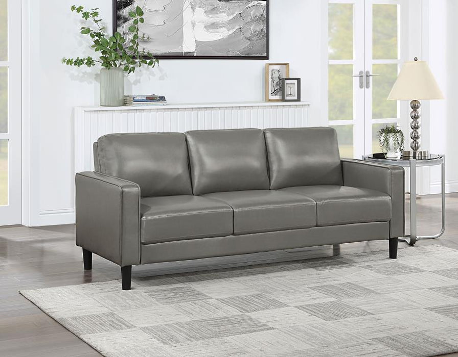 Ruth - Upholstered Track Arm Faux Leather Sofa