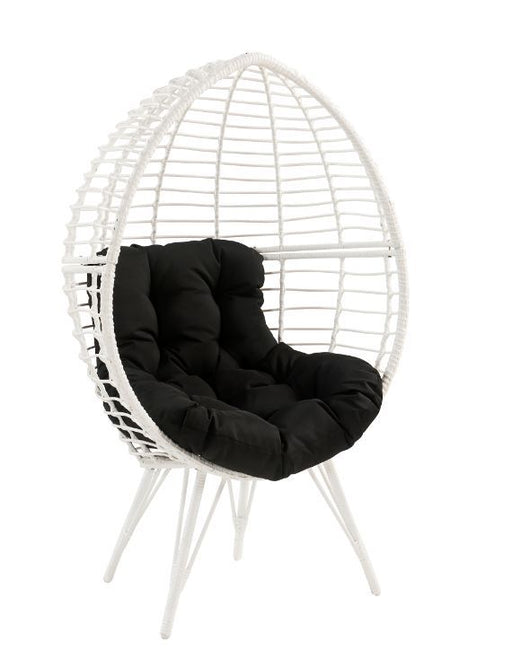 Galzed - Patio Lounge Chair - Black Fabric & White Wicker Sacramento Furniture Store Furniture store in Sacramento