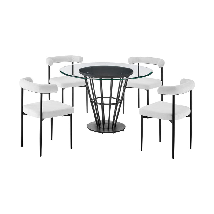 Veronica Shannon -Round Glass Dining Table Set - Matte Black Legs