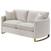 Corliss - Upholstered Arched Arms Loveseat - Beige Sacramento Furniture Store Furniture store in Sacramento