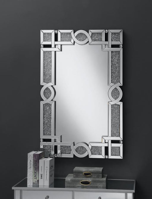 Jackie - Interlocking Wall Mirror With Iridescent Panels And Beads - Silver Sacramento Furniture Store Furniture store in Sacramento