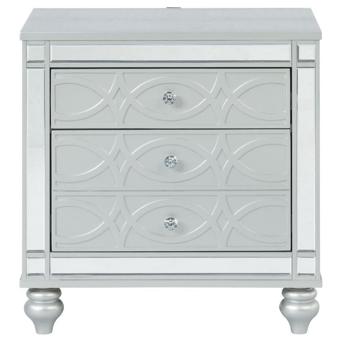 Gunnison - 2-Drawer Nightstand - Silver Metallic Sacramento Furniture Store Furniture store in Sacramento