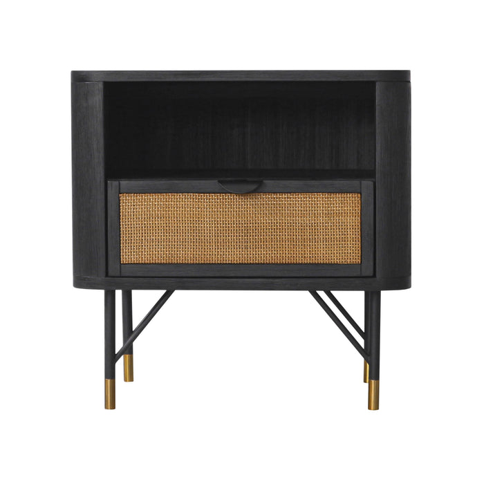 Saratoga - Nightstand With Rattan - Black Acacia