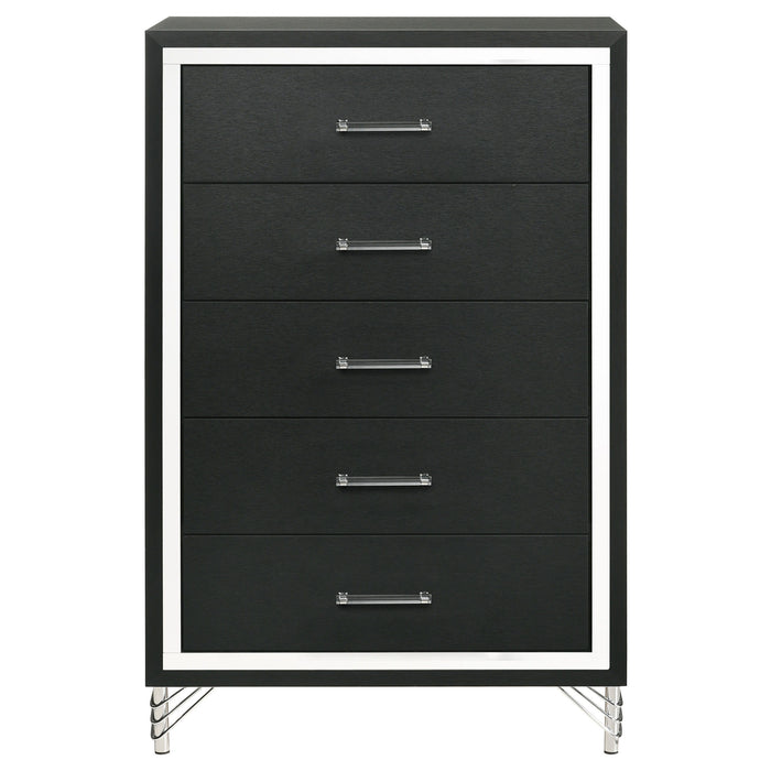 Lucia - 5-Drawer Bedroom Chest Of Drawers  - Black