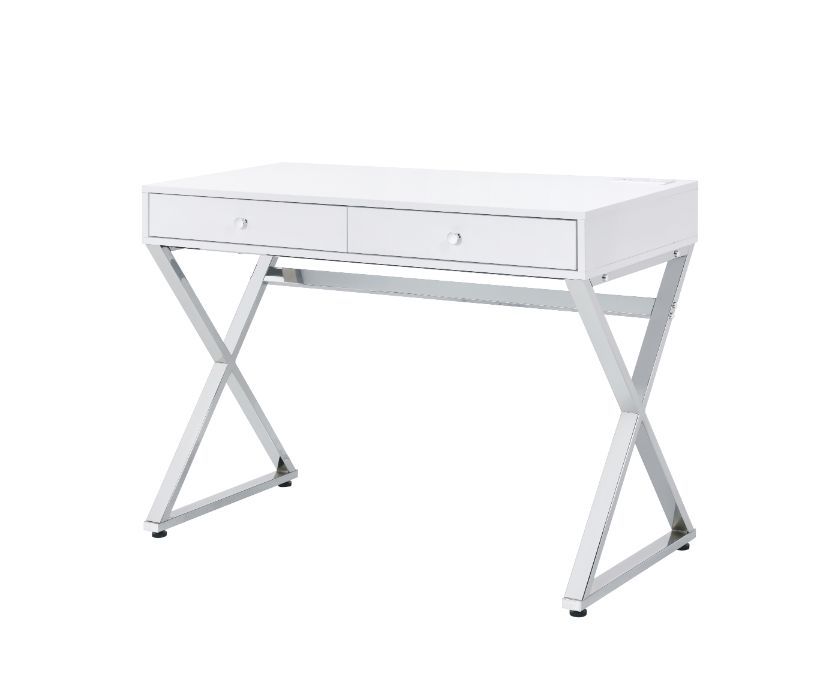 Coleen - Desk - White & Chrome Finish Sacramento Furniture Store Furniture store in Sacramento