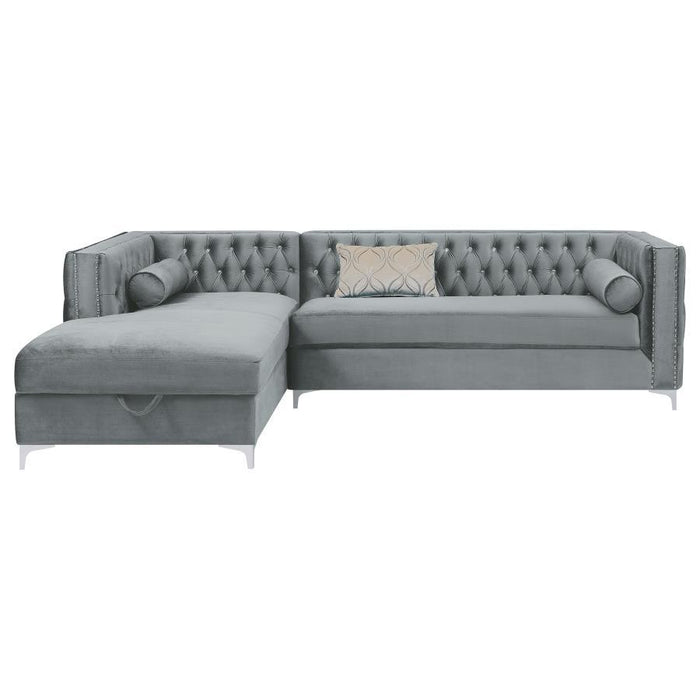 Bellaire - Button-Tufted Upholstered Sectional - Silver Sacramento Furniture Store Furniture store in Sacramento