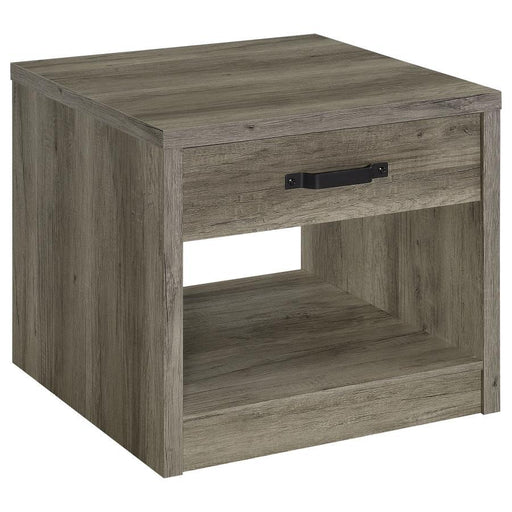 Felix - 1-Drawer Square Engineered Wood End Table - Gray Driftwood Sacramento Furniture Store Furniture store in Sacramento