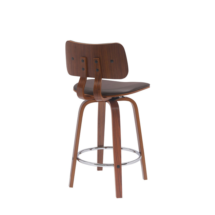 Pico - Swivel Walnut Wood Faux Leather Stool