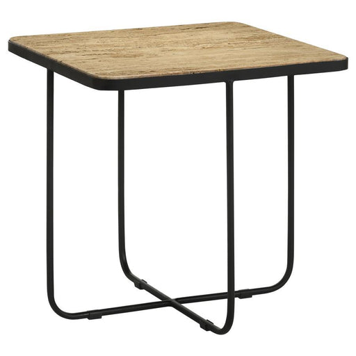 Elyna - Square Accent Table - Travertine And Black Sacramento Furniture Store Furniture store in Sacramento