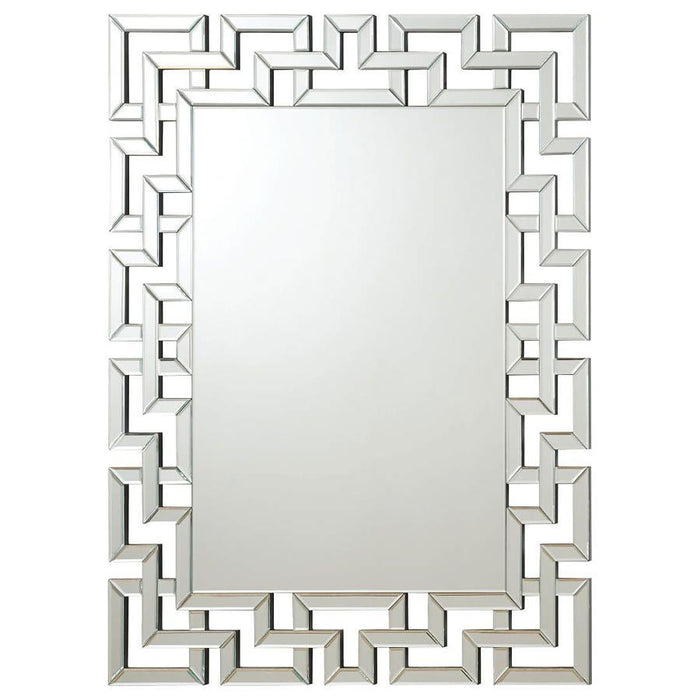 Forman - Interlocking Greek Frameless Wall Mirror - Silver Sacramento Furniture Store Furniture store in Sacramento