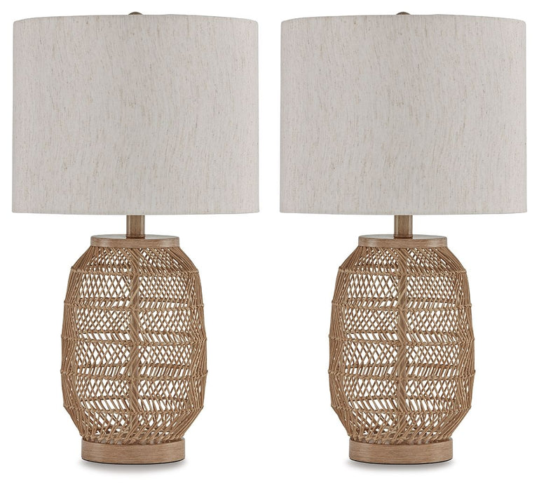 Orenman - Light Brown - Rattan Table Lamp (Set of 2) Sacramento Furniture Store Furniture store in Sacramento