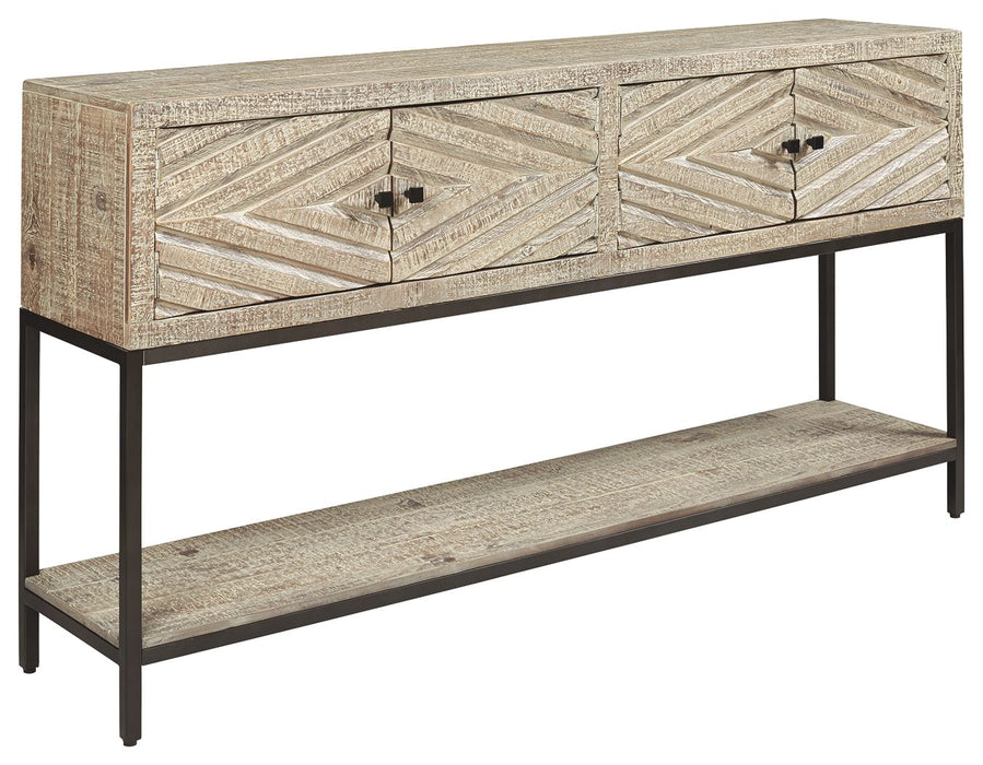 Roanley - Distressed White - Console Sofa Table Sacramento Furniture Store Furniture store in Sacramento