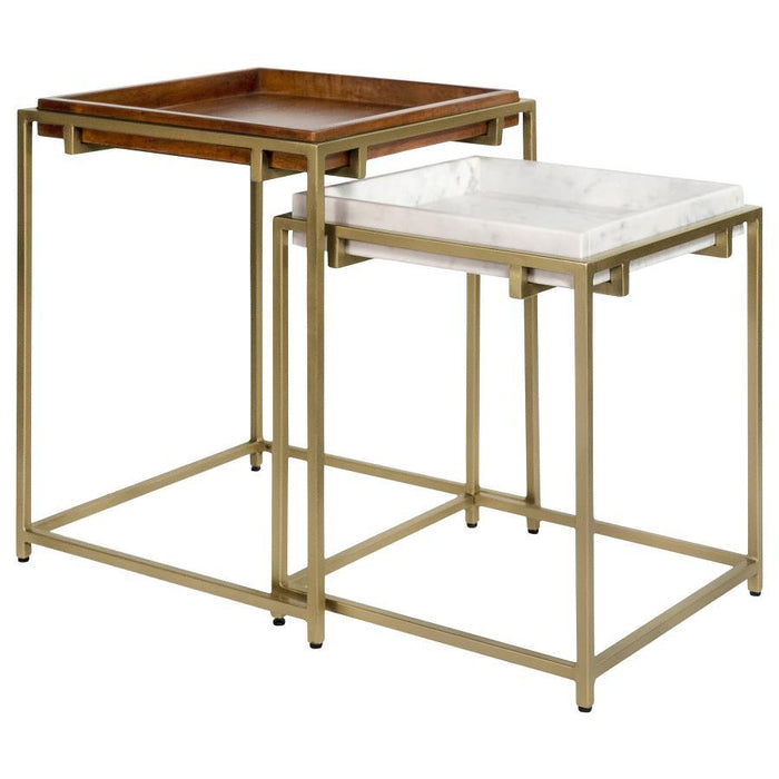 Bolden - 2 Piece Square Nesting Table With Recessed Top - Gold Sacramento Furniture Store Furniture store in Sacramento
