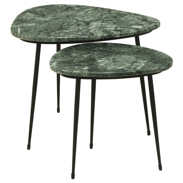 Tobias - 2 Piece Triangular Marble Top Nesting Table - Green And Black Sacramento Furniture Store Furniture store in Sacramento