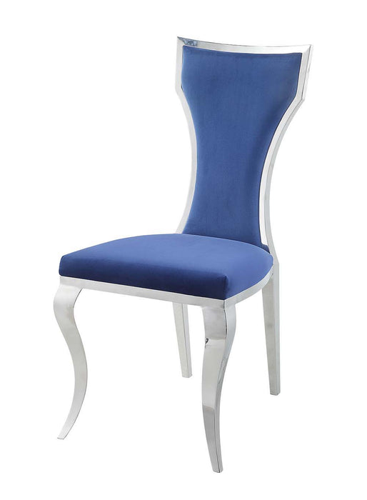 Azriel - Side Chair (Set of 2) - Blue Velvet & Mirroed Silver Finish Sacramento Furniture Store Furniture store in Sacramento